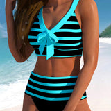 Laluna® | Bikini Striato con Vita Alta