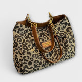 Borsa Tote Leopardata Olivia in Tela