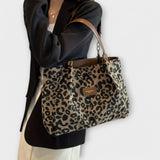 Borsa Tote Leopardata Olivia in Tela