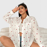 Rhiannon Blusa di Cotone Ricamata con Cuori