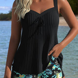 Laluna® | Tankini a righe con pantaloni da spiaggia in due pezzi
