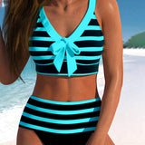 Laluna® | Bikini Striato con Vita Alta
