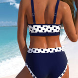 Bikini a Vita Alta Liesbeth con Design Patchwork a Pois