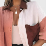 Blusa Juniper con Bottoni in Blocco di Colore