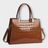 Olivia - Borsa a mano in pelle lucida effetto coccodrillo