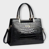 Olivia - Borsa a mano in pelle lucida effetto coccodrillo