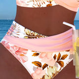 Bikini Floreale a Contrasto con Spacco