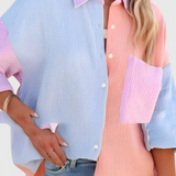 Blusa Juniper con Bottoni in Blocco di Colore