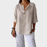 Zamma | Blusa in lino con collo a V