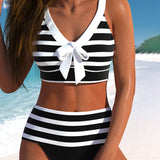 Laluna® | Bikini Striato con Vita Alta