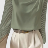 Zaraa Blusa Elegante con Maniche Trasparenti