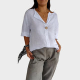 Zamma | Blusa in lino con scollo a V