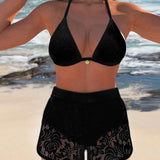 Laluna® | Bikini Elegante in Pizzo Unicolore