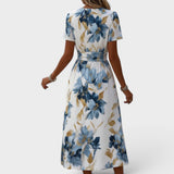Linda | Vestito Midi a Fantasia Floreale con Cintura Avvolgente