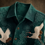 Camicia Estiva Aurelio con Motivo Gru in Rilievo