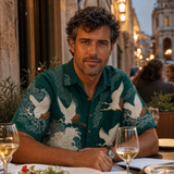 Camicia Estiva Aurelio con Motivo Gru in Rilievo