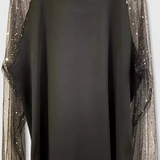 Blusa Elegante Flor con Maniche in Tulle e Accenti di Strass