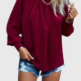 Top Dottie a Manica Lunga con Collo in Pizzo