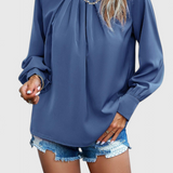 Top Dottie a Manica Lunga con Collo in Pizzo