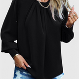 Top Dottie a Manica Lunga con Collo in Pizzo