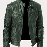 Enzo | Giacca in pelle nera per motociclista - Stile classico