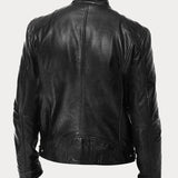 Enzo | Giacca in pelle nera per motociclista - Stile classico
