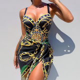 Darius – Costume intero push-up con gonna coordinata da spiaggia