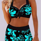 Costume da bagno a vita alta Sherrie con motivo floreale