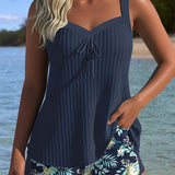 Laluna® | Tankini a righe con pantaloni da spiaggia in due pezzi
