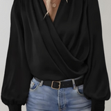 Quinn Blusa Elegante a Manica Lunga con Scollatura a V