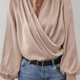 Quinn Blusa Elegante a Manica Lunga con Scollatura a V