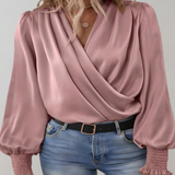 Quinn Blusa Elegante a Manica Lunga con Scollatura a V
