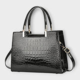 Olivia - Borsa a mano in pelle lucida effetto coccodrillo