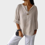 Zamma | Blusa in lino con scollo a V