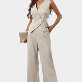 Ginevra | Completo Gilet Senza Maniche e Pantaloni a Gamba Larga