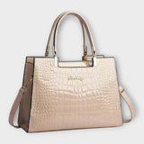 Olivia - Borsa a mano in pelle lucida effetto coccodrillo