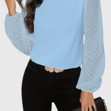 Zaraa Blusa Elegante con Maniche Trasparenti