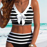 Laluna® | Bikini Striato con Vita Alta
