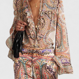 Maddalena | Completo Finely con Blusa a Volant e Stampa Vintage Paisley