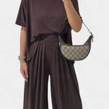 Bianca | Completo Casual Trista di Top Morbido e Pantaloni a Gamba Larga