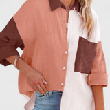 Blusa Juniper con Bottoni in Blocco di Colore