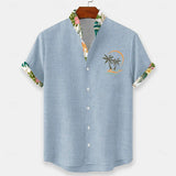 Camicia Estiva in Lino Sandro con Dettagli Tropicali