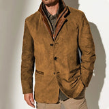 Victor | Giacca Vintage in Suede con Dettagli in Pelle
